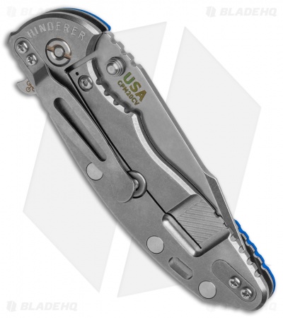 Hinderer Knives XM-18 Skinny Gen 6 Harpoon Spanto Knife Blue G-10 (3.5" SW)