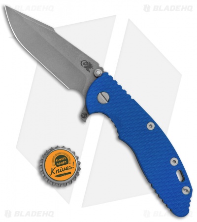 Hinderer Knives XM-18 3.5 Skinny Harpoon Spanto Knife Blue G-10 (Working)
