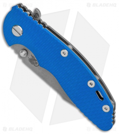 Hinderer Knives XM-18 3.5 Skinny Harpoon Spanto Knife Blue G-10 (Working)