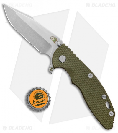Hinderer Knives XM-18 3.5 Skinny Harpoon Spanto Knife OD Green G-10 (Stonewash)