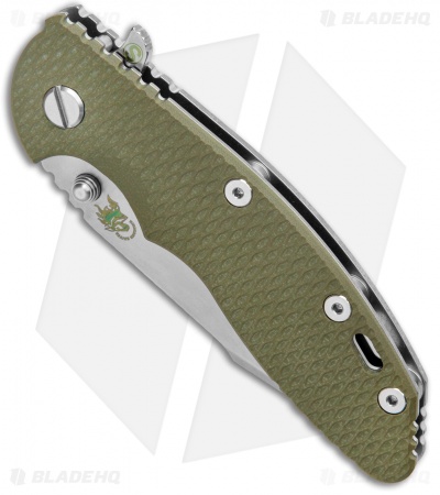 Hinderer Knives XM-18 3.5 Skinny Harpoon Spanto Knife OD Green G-10 (Stonewash)