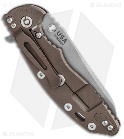 Hinderer Knives XM-18 3.5" Skinny Sheepsfoot Flipper Knife Blue/Black Bttl Brnz