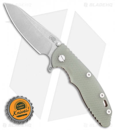 Hinderer Knives XM-18 3.5" Skinny Sheepsfoot Flipper Knife Tran Green Bttl Brnz