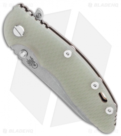 Hinderer Knives XM-18 3.5" Skinny Sheepsfoot Flipper Knife Tran Green Bttl Brnz