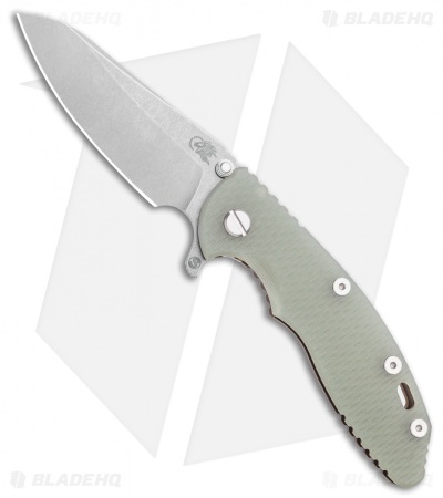 Hinderer Knives XM-18 3.5" Skinny Sheepsfoot Flipper Knife Tran Green Bttl Brnz