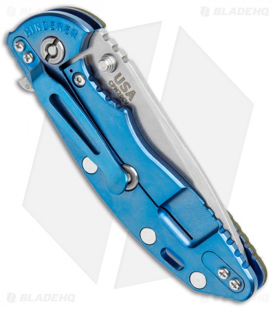 Hinderer Knives XM-18 3.5" Spanto Knife OD Green G-10/Blue Ti (Stonewash 20CV)