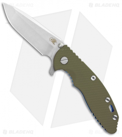 Hinderer Knives XM-18 3.5" Spanto Knife OD Green G-10/Blue Ti (Stonewash 20CV)