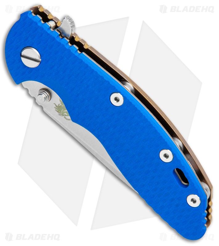 Hinderer Knives XM18 3.5" Spanto Knife Blue G10/Bronze (Stonewash
