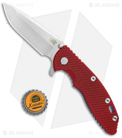 Hinderer Knives XM-18 3.5" Spanto Knife Red G-10/Blue Ti (Stonewash 20CV)
