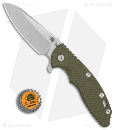 Hinderer Knives XM-18 3.5 Sheepsfoot Flipper Knife OD Green G-10 (Stonewash)
