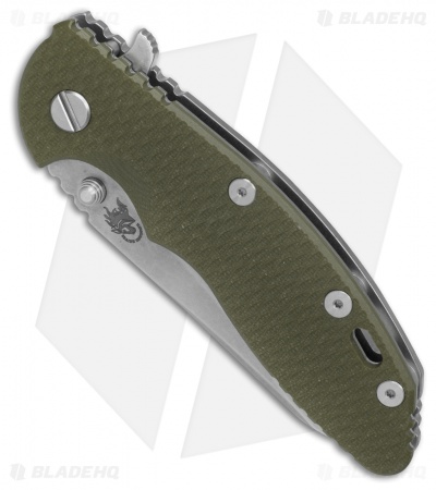 Hinderer Knives XM-18 3.5 Sheepsfoot Flipper Knife OD Green G-10 (Stonewash)