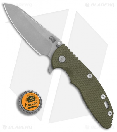 Hinderer Knives XM-18 3.5 Sheepsfoot Flipper Knife OD Green G-10 (Working)