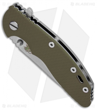 Hinderer Knives XM-18 3.5 Slicer Flipper Knife OD Green G-10 (Stonewash)