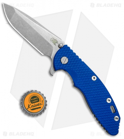 Hinderer Knives XM-18 3.5 Spanto Flipper Knife Blue G-10 (Stonewash)