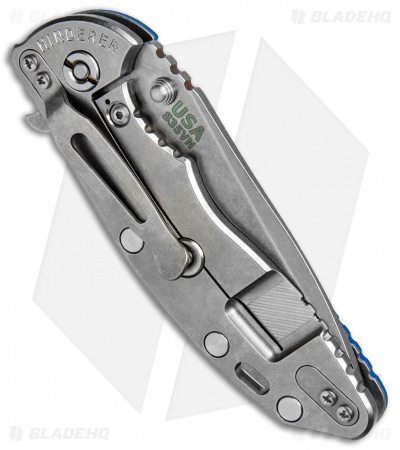 Hinderer Knives XM-18 3.5 Spanto Flipper Knife Blue G-10 (Stonewash)