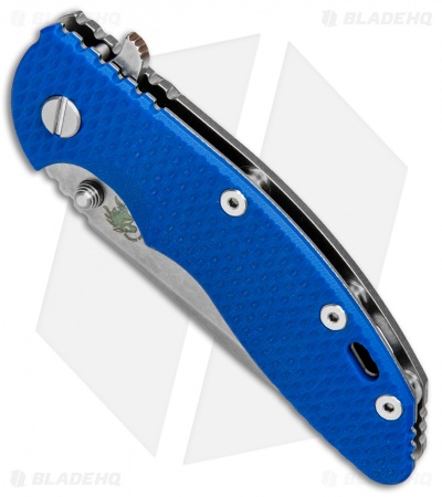 Hinderer Knives XM-18 3.5 Spanto Flipper Knife Blue G-10 (Stonewash)