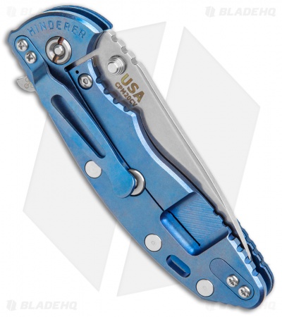 Hinderer Knives XM-18 3.5 Slicer Flipper Knife Blue/Black G-10 (SW) Blue Ti