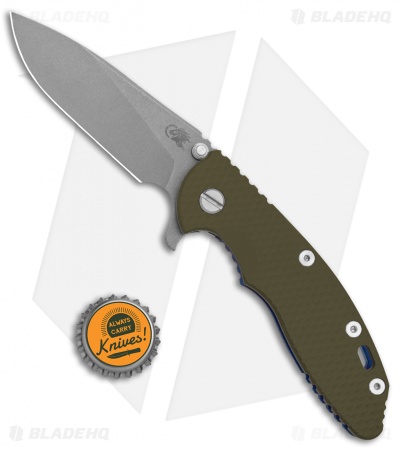 Hinderer XM-18 3.5 Slicer Knife OD Green G-10/Blue Ano (3.5" Stonewash)