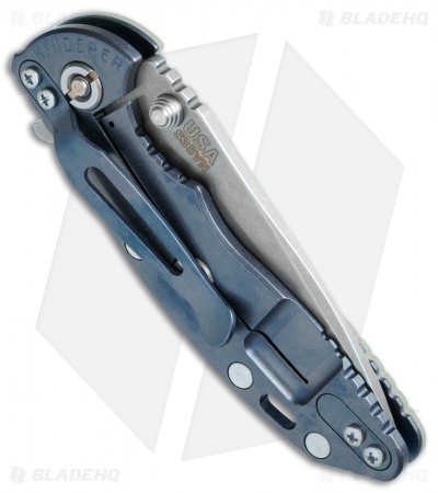 Hinderer Knives  XM-18 3.0 Recurve Flipper Knife Translucent G10/Blue(Stonewash)