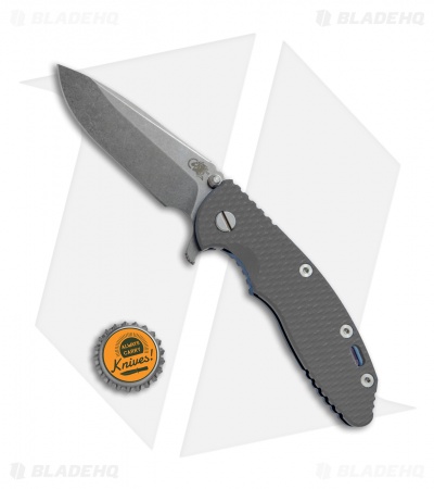 Hinderer Knives XM-18 3.5 Spear Point Flipper Gray G-10/Blue Ti (Stonewash) 
