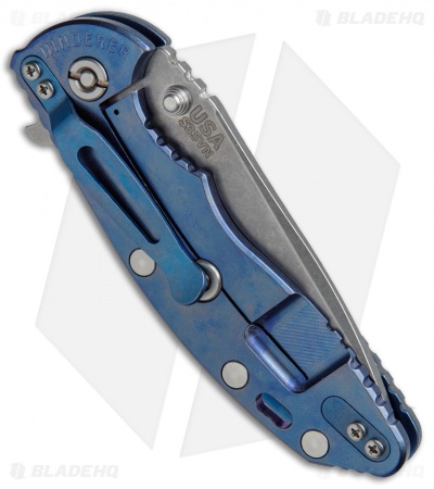 Hinderer Knives XM-18 3.5 Spear Point Flipper Gray G-10/Blue Ti (Stonewash) 