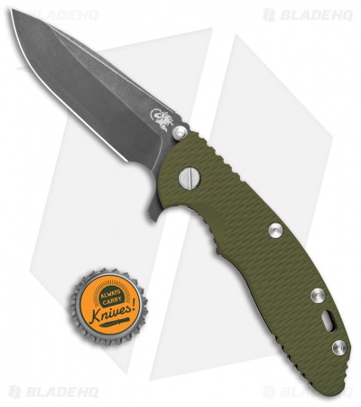Hinderer Knives XM-18 3.5 Spear Point Flipper OD Green G-10 (3.5 DLC Battled)