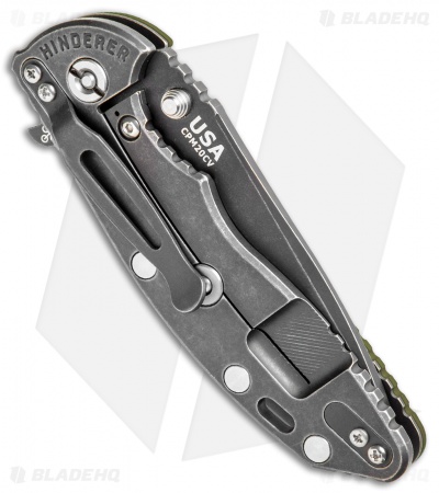 Hinderer Knives XM-18 3.5 Spear Point Flipper OD Green G-10 (3.5 DLC Battled)