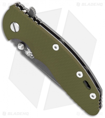 Hinderer Knives XM-18 3.5 Spear Point Flipper OD Green G-10 (3.5 DLC Battled)