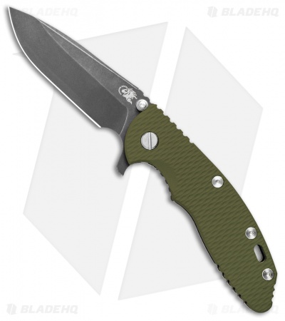Hinderer Knives XM-18 3.5 Spear Point Flipper OD Green G-10 (3.5 DLC Battled)