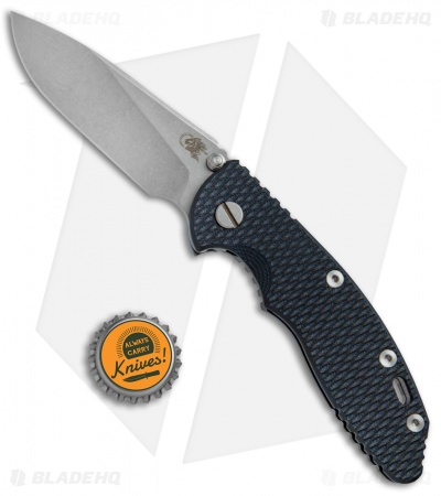 Hinderer Knives XM-18 3.5 Slicer Frame Lock Knife Black/Blue G-10 (Stonewash) 