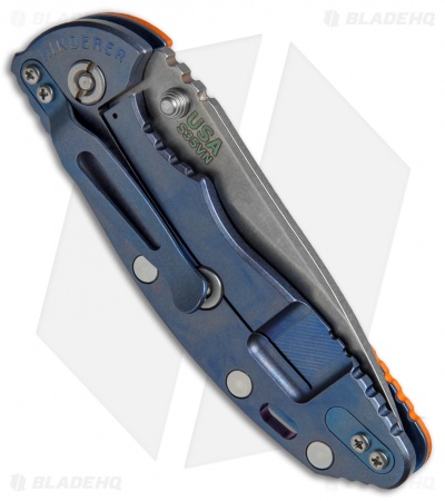 Hinderer Knives XM-18 3.5 Slicer Frame Lock Orange G-10 (Stonewash) Blue Ti 