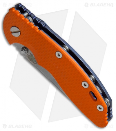 Hinderer Knives XM-18 3.5 Slicer Frame Lock Orange G-10 (Stonewash) Blue Ti 