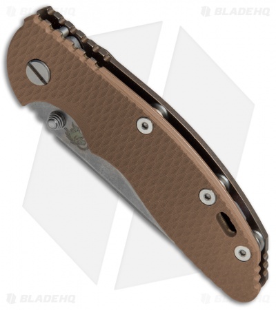 Hinderer Knives XM-18 3.5 Slicer Frame Lock Knife Tan G-10 (Stonewash) Bronze