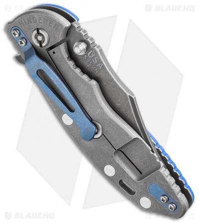 Hinderer Knives XM-18 3.5 Bowie Flipper Knife Blue G-10 (Black)