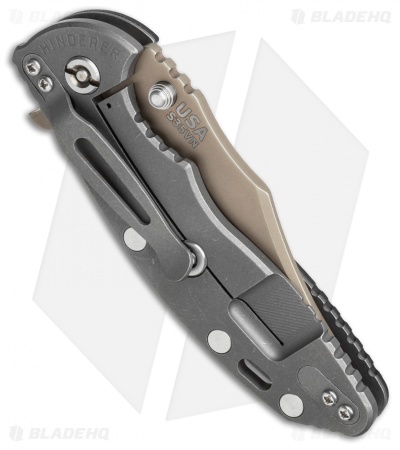 Hinderer Knives XM-18 3.5 Bowie Flipper Knife Black/Green G-10 (FDE Brown)