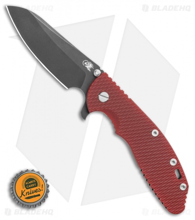 Hinderer Knives XM-24 4.0 Sheepsfoot Flipper Knife Red G-10 Battle Black (DLC)