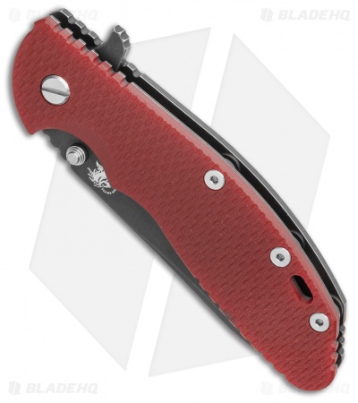 Hinderer Knives XM-24 4.0 Sheepsfoot Flipper Knife Red G-10 Battle Black (DLC)