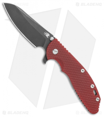 Hinderer Knives XM-24 4.0 Sheepsfoot Flipper Knife Red G-10 Battle Black (DLC)