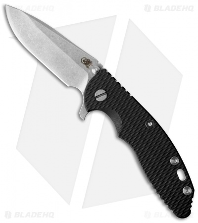 Hinderer Knives XM-18 3.5 Spear Point Flipper Black G-10 (Stonewash)