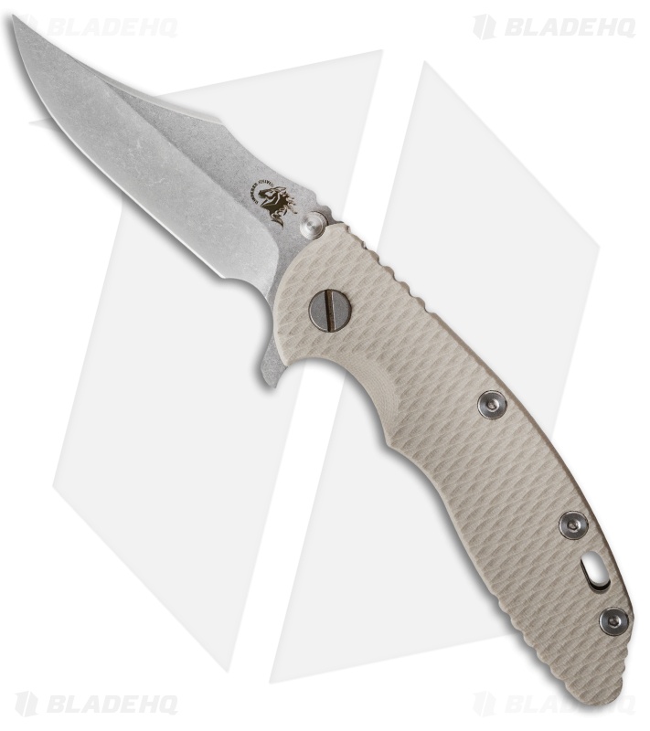 Hinderer Knives XM18 3.5 Bowie Frame Lock Knife Sand G10 (Stonewash