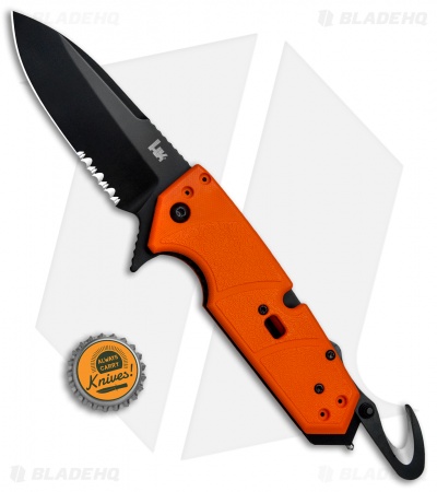 HK Karma First Response Tool Flipper Knife Orange G-10 (3.75" Black Serr)