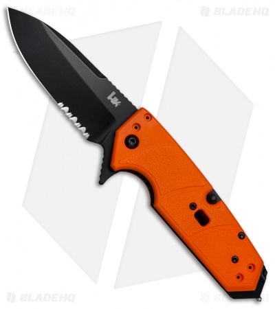 HK Karma First Response Tool Flipper Knife Orange G-10 (3.75" Black Serr)