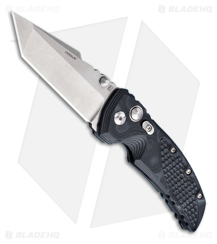 Hogue Knives EX01 Knife Black G10 Handle Tanto Blade (3.5" Tumble Plain)