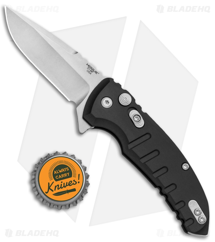 Hogue X1 Microflip | Drop Point Flipper Knife | Black + Stonewash