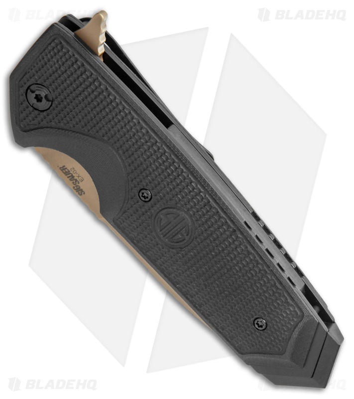 Hogue Sig Sauer EX-02 Spear Point Flipper Knife Black G-10 (3.75" FDE)