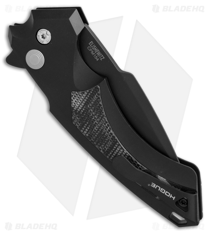 HOGUE SVI Tiki エボニー (黒檀）グリップ - アンビカット Hogue X-1 MicroFlip Black Folding Knife Stonewash 2.75in Drop