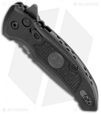 Hogue X1 Microflip Drop Point Flipper Knife Black Sig Medallion (2.6" Gray) 