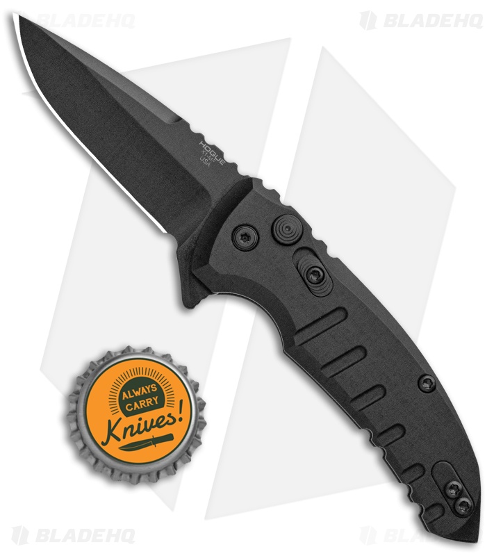 HOGUE SVI Tiki エボニー (黒檀）グリップ - アンビカット Hogue X1 Microflip - Folding Knife | Matte Black + Drop Point