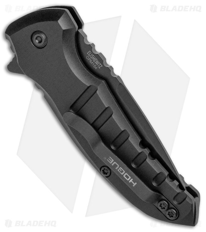 HOGUE SVI Tiki エボニー (黒檀）グリップ - アンビカット Hogue X1 Microflip - Folding Knife | Matte Black + Drop Point