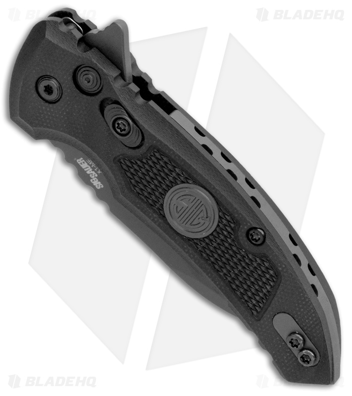 Hogue X1 Microflip Wharncliffe Flipper Knife Black Sig Medallion (2.6" Gray) 